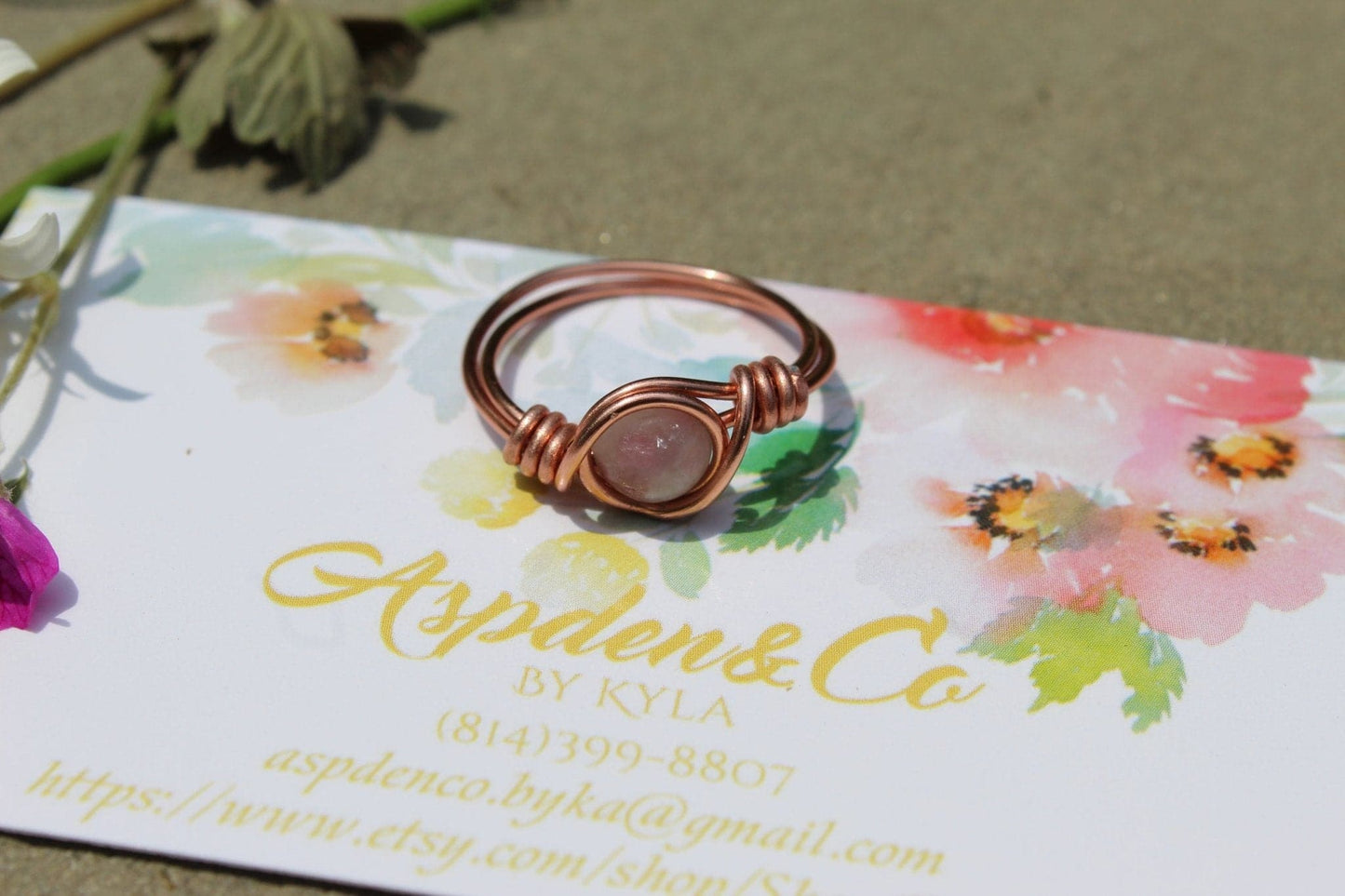 Lilac Lepidolite Wire Wrapped Ring - Aspden & Co Limited Liability Company