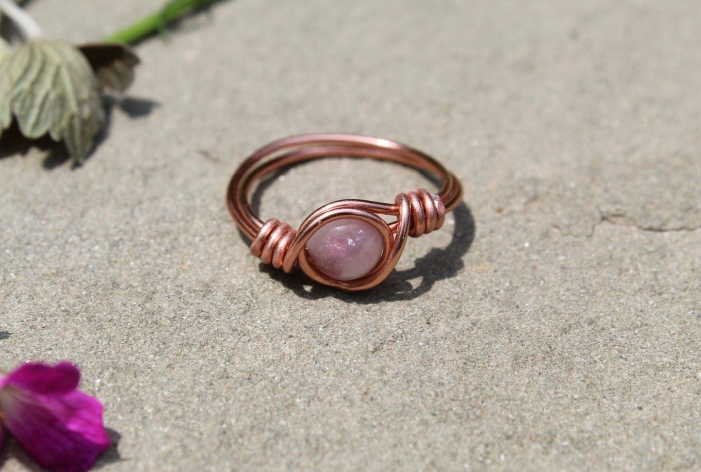 Lilac Lepidolite Wire Wrapped Ring - Aspden & Co Limited Liability Company