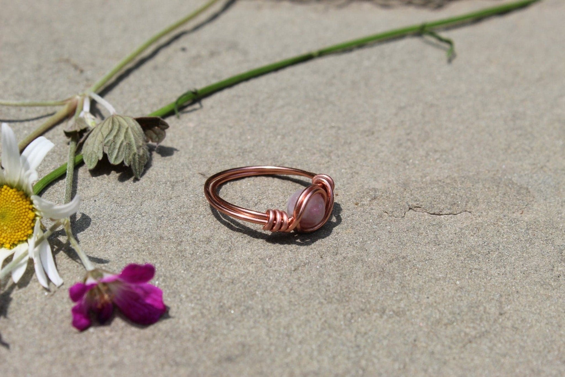 Lilac Lepidolite Wire Wrapped Ring - Aspden & Co Limited Liability Company