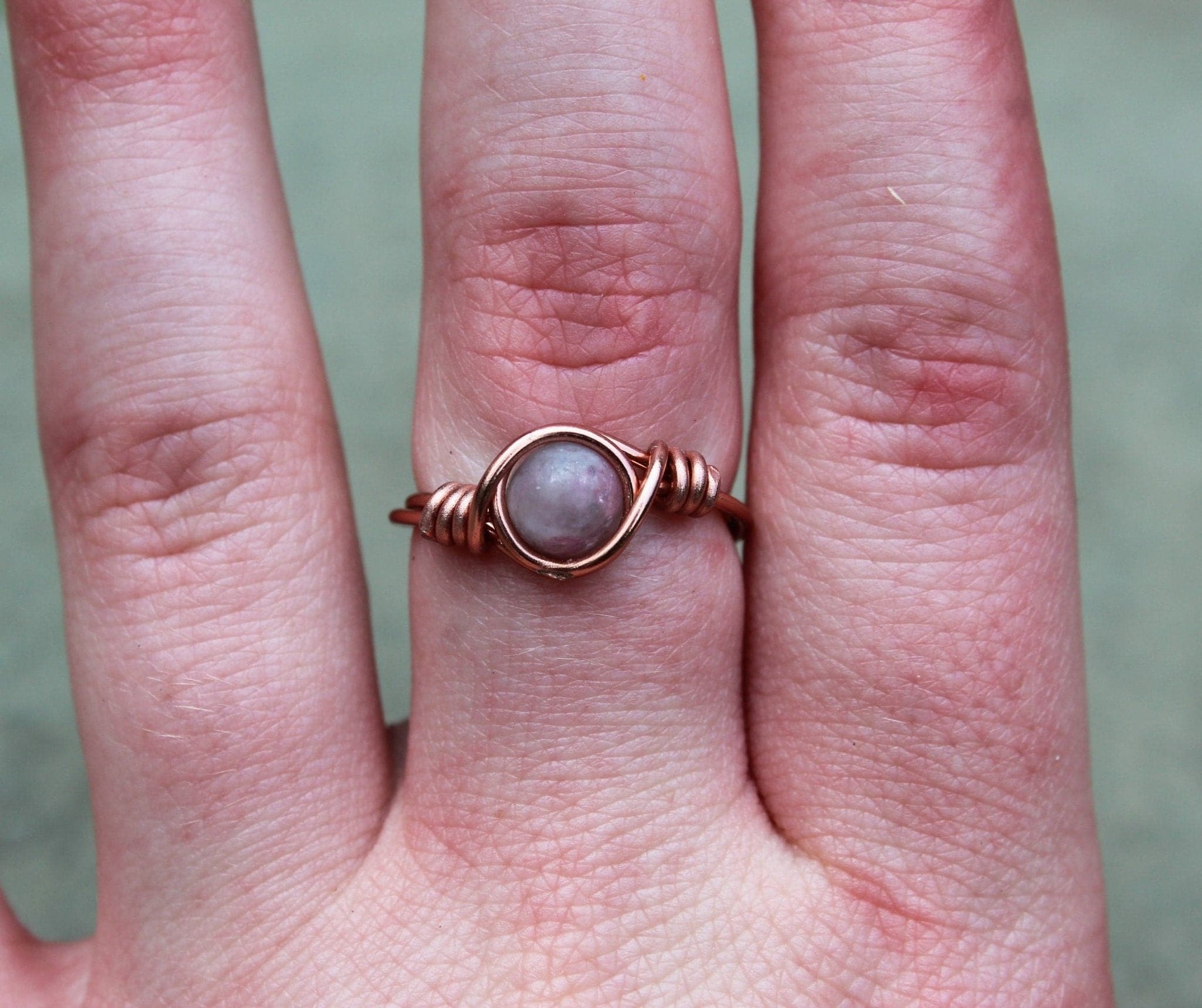 Lilac Lepidolite Wire Wrapped Ring - Aspden & Co Limited Liability Company