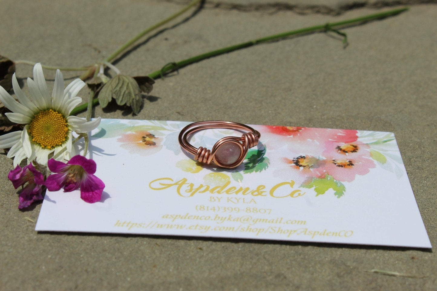 Lilac Lepidolite Wire Wrapped Ring - Aspden & Co Limited Liability Company