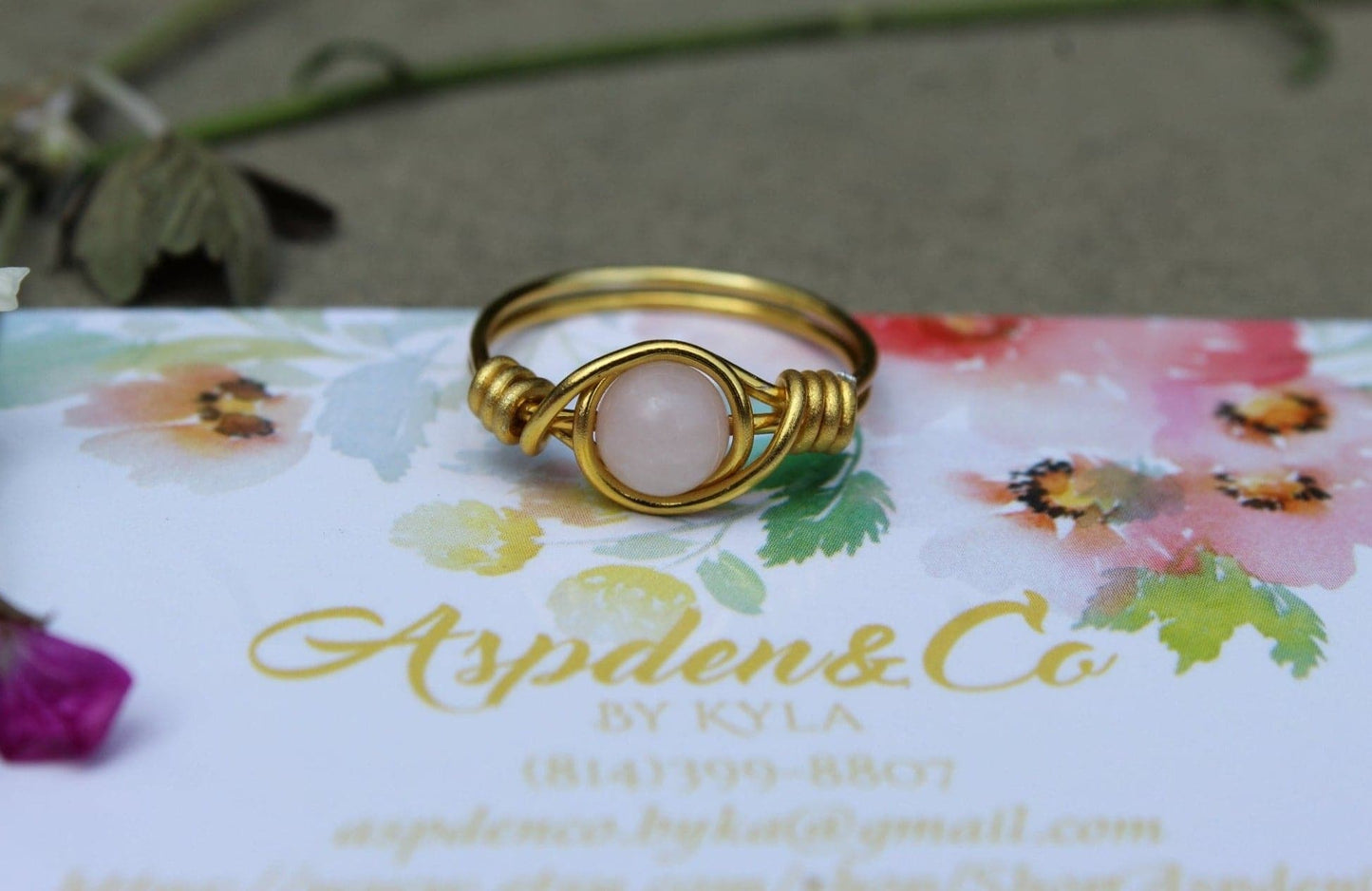 Rose Quartz Wire Wrapped Ring - Aspden & Co Limited Liability Company