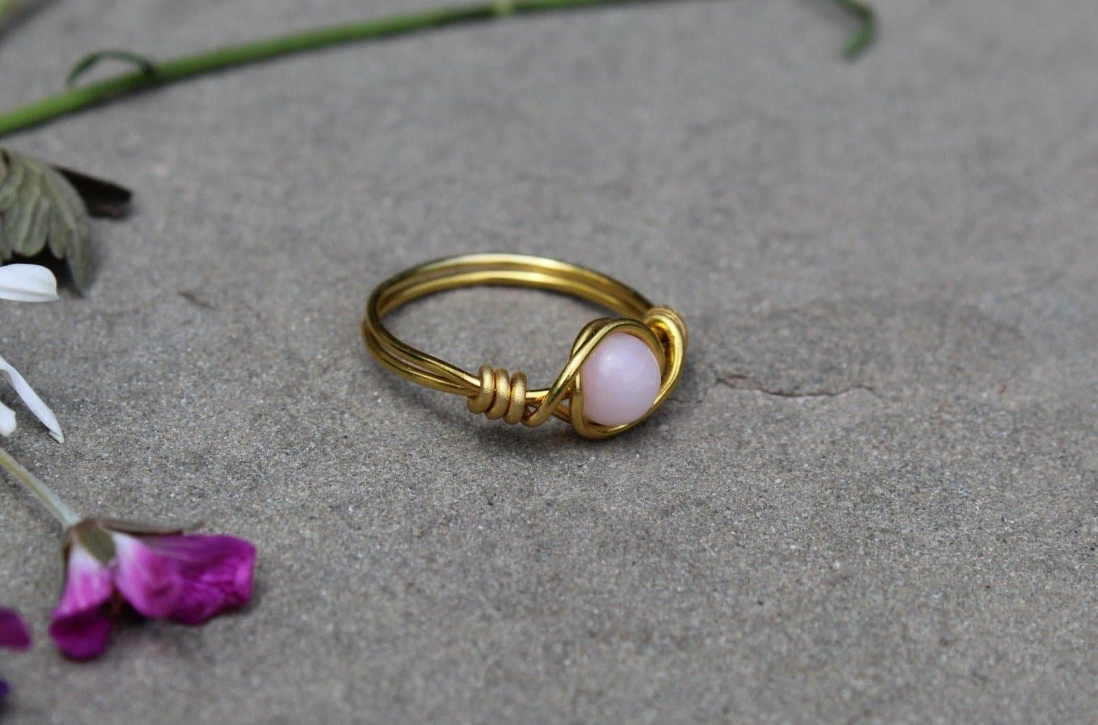 Rose Quartz Wire Wrapped Ring - Aspden & Co Limited Liability Company