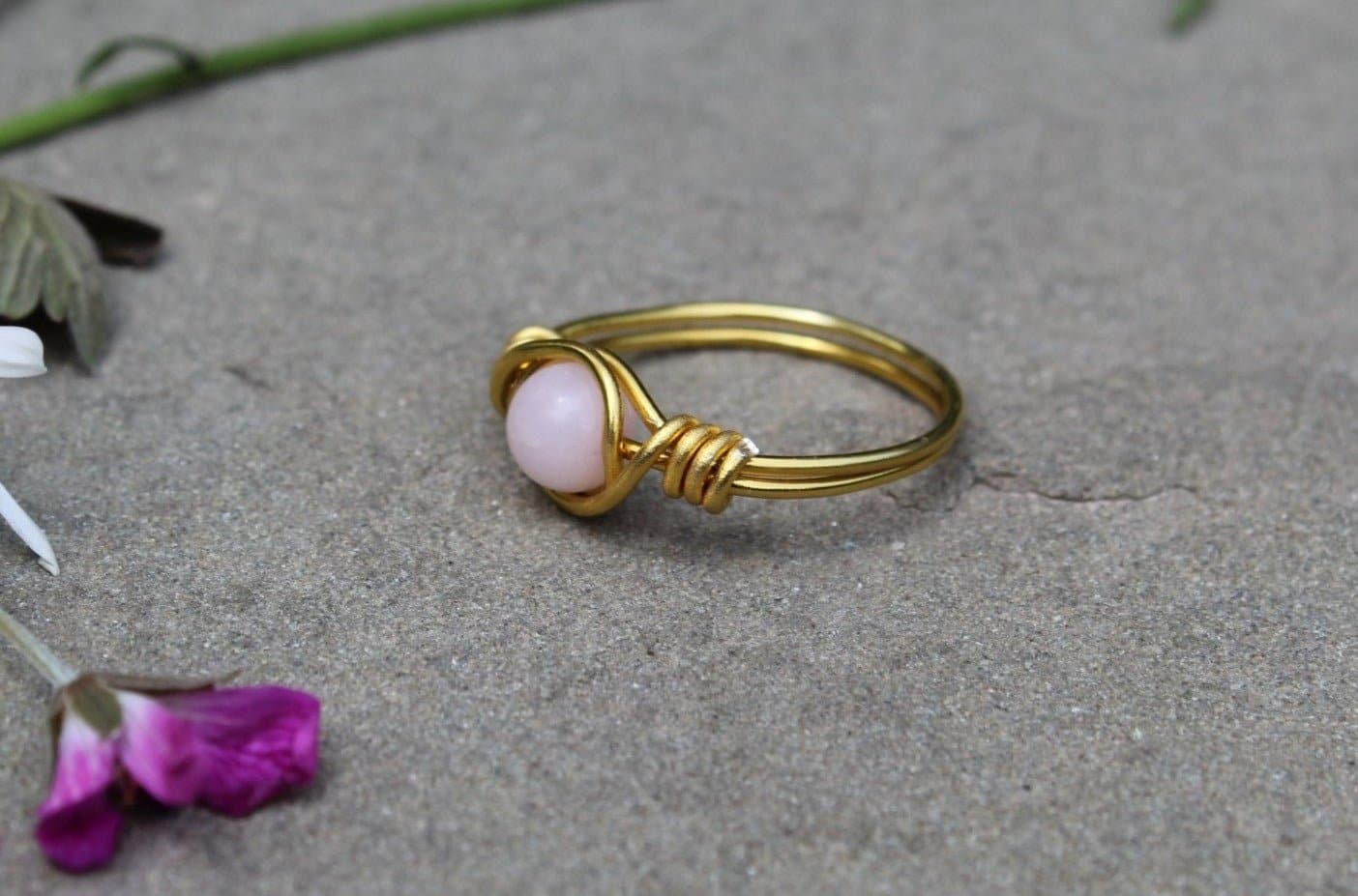 Rose Quartz Wire Wrapped Ring - Aspden & Co Limited Liability Company