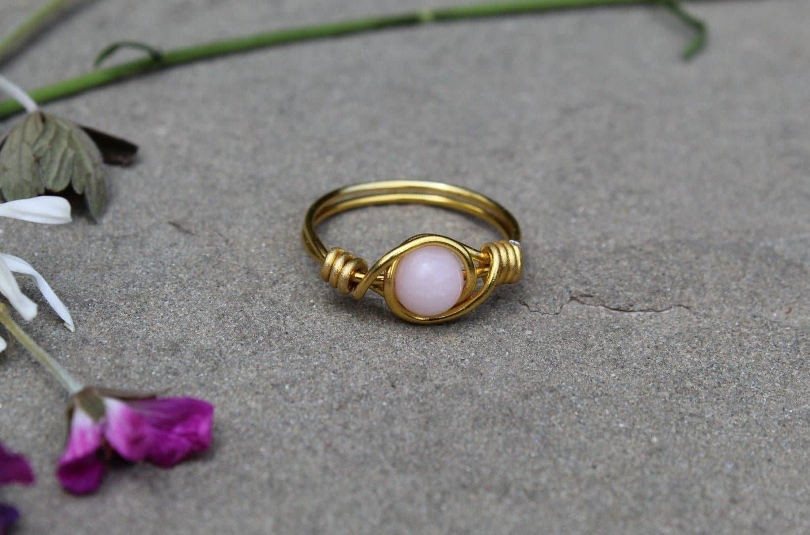 Rose Quartz Wire Wrapped Ring - Aspden & Co Limited Liability Company