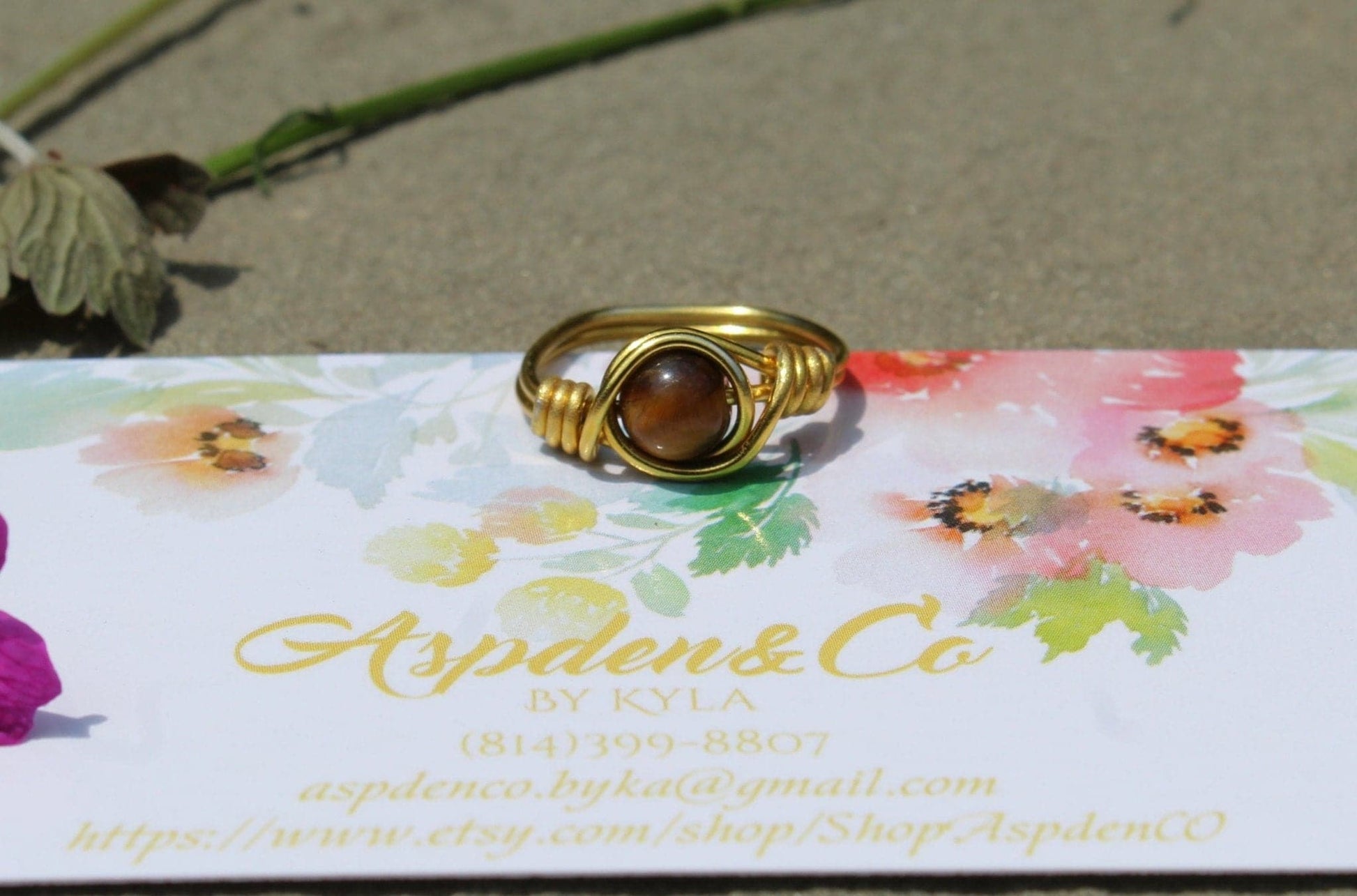 Tiger's Eye Wire Wrapped Ring - Aspden & Co Limited Liability Company