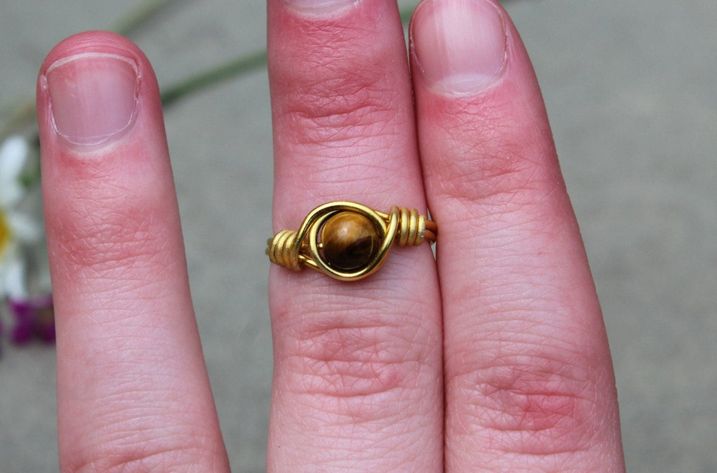 Tiger's Eye Wire Wrapped Ring - Aspden & Co Limited Liability Company