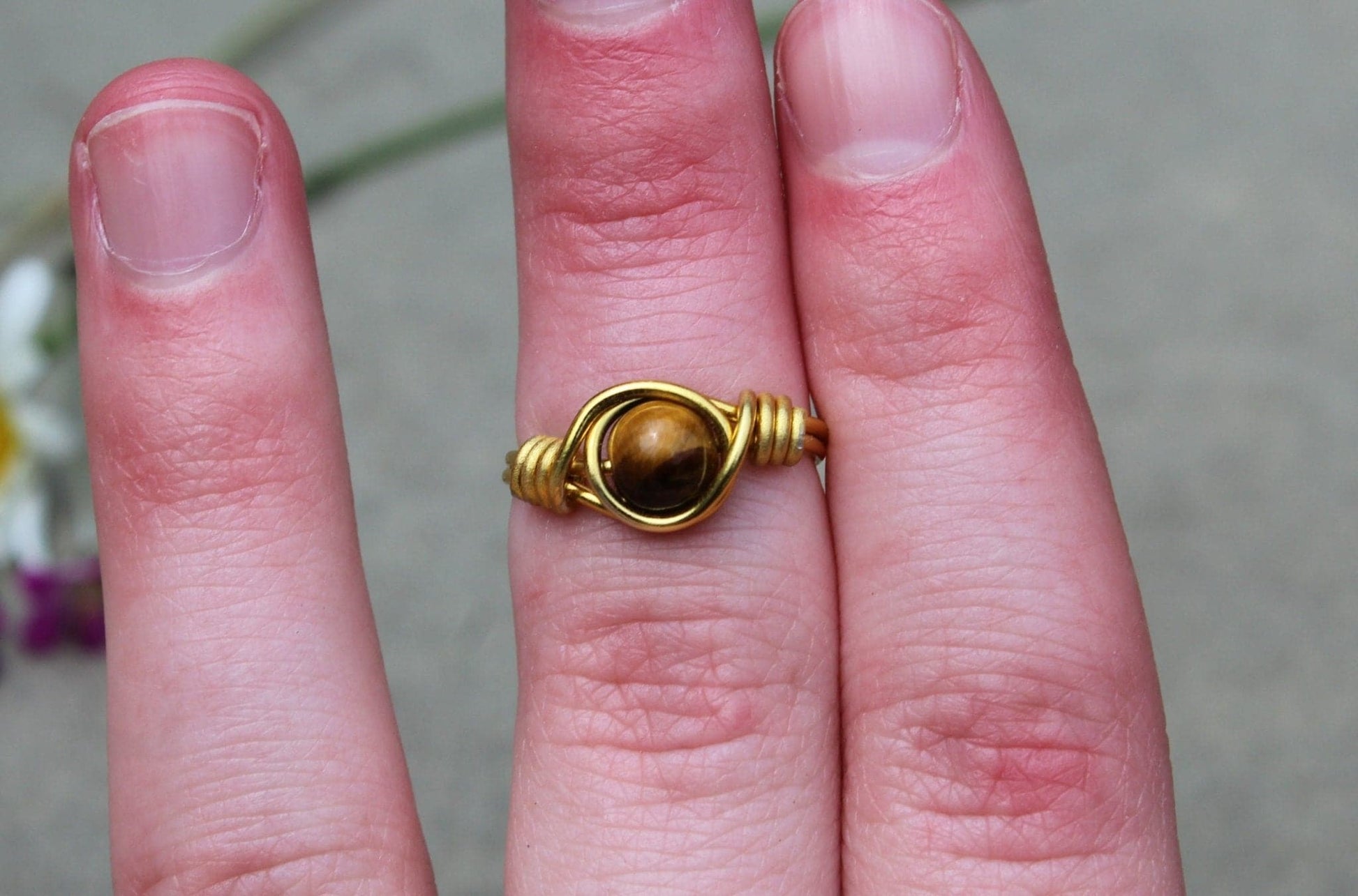 Tiger's Eye Wire Wrapped Ring - Aspden & Co Limited Liability Company