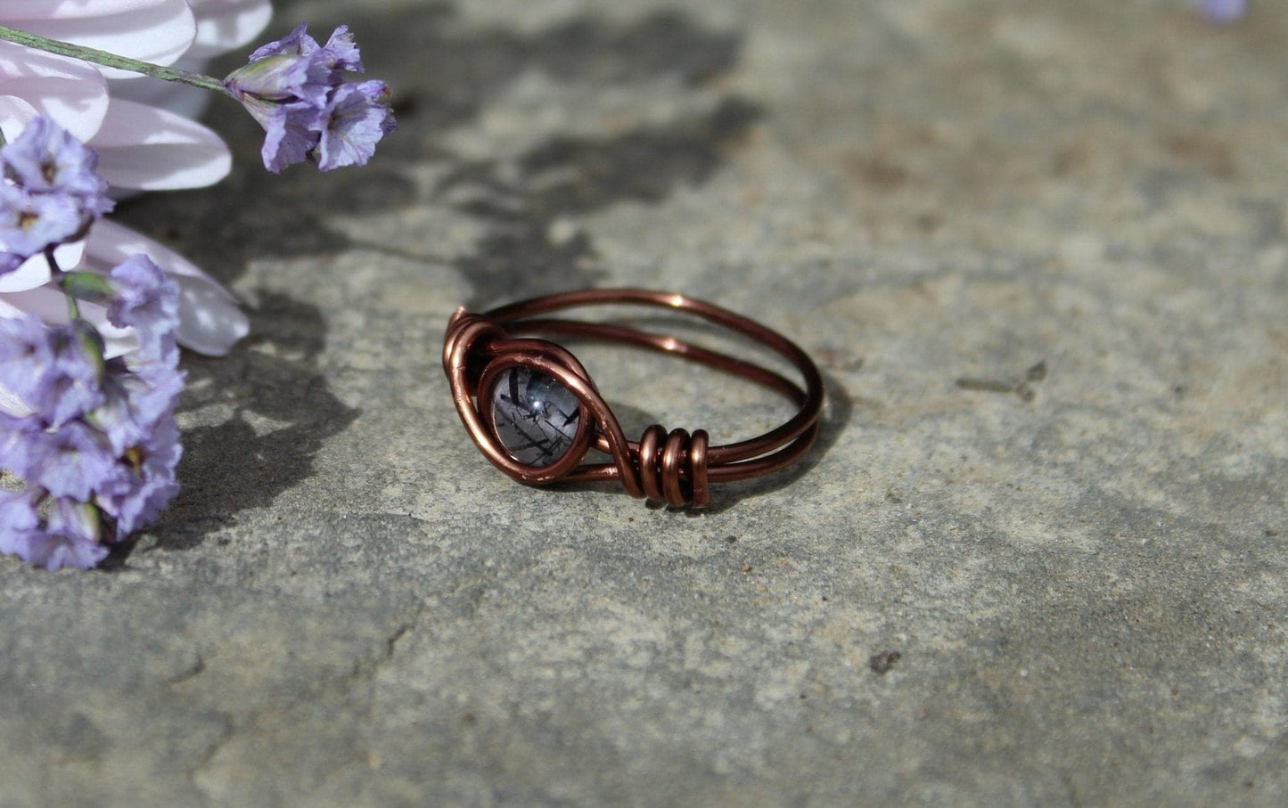 Tourmalinated Quartz Wire Wrapped Ring - Aspden & Co Limited Liability Company