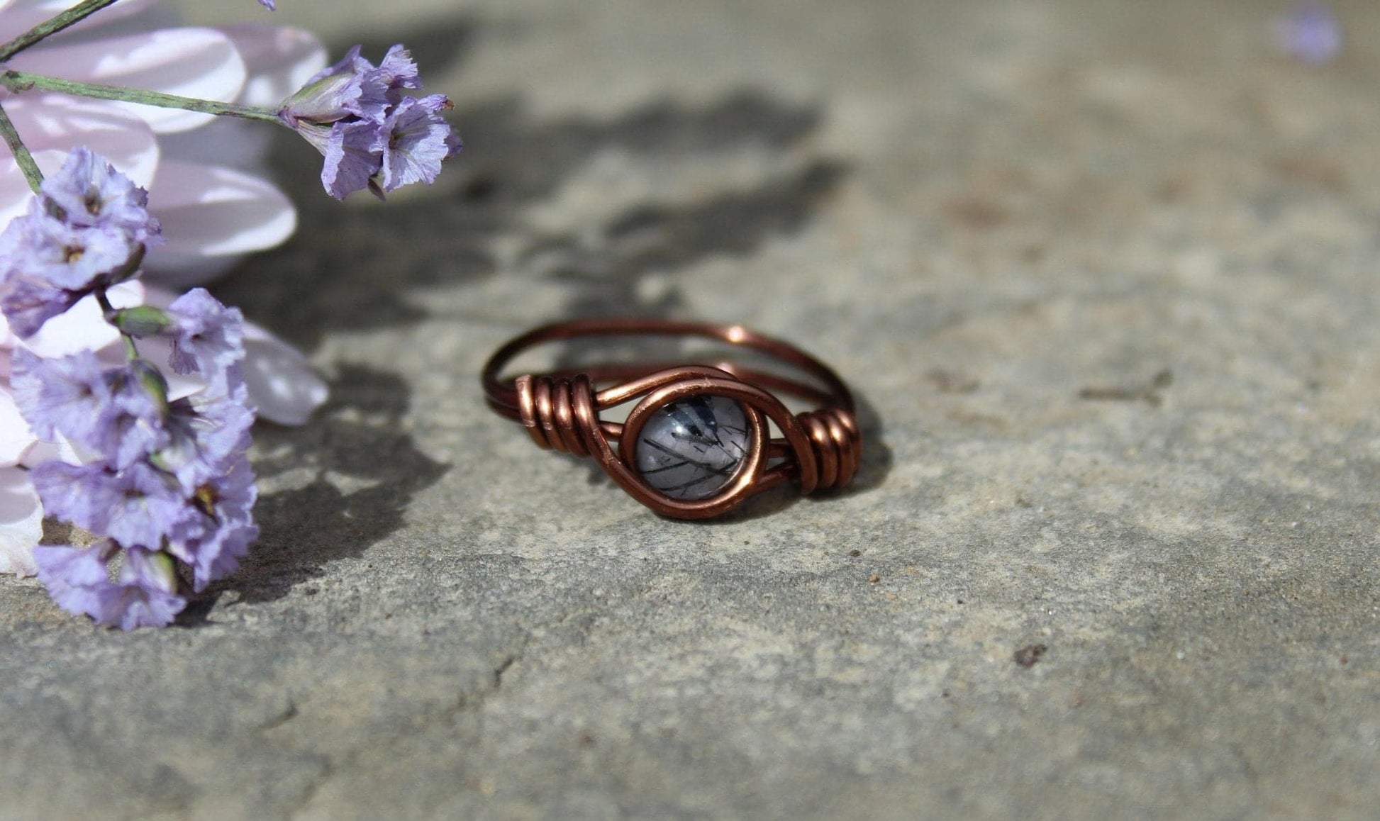 Tourmalinated Quartz Wire Wrapped Ring - Aspden & Co Limited Liability Company