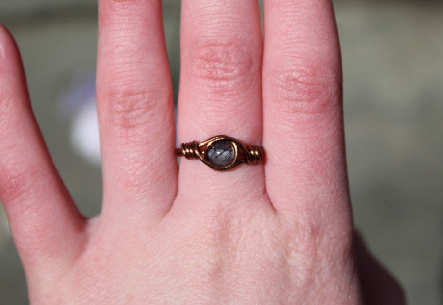 Tourmalinated Quartz Wire Wrapped Ring - Aspden & Co Limited Liability Company