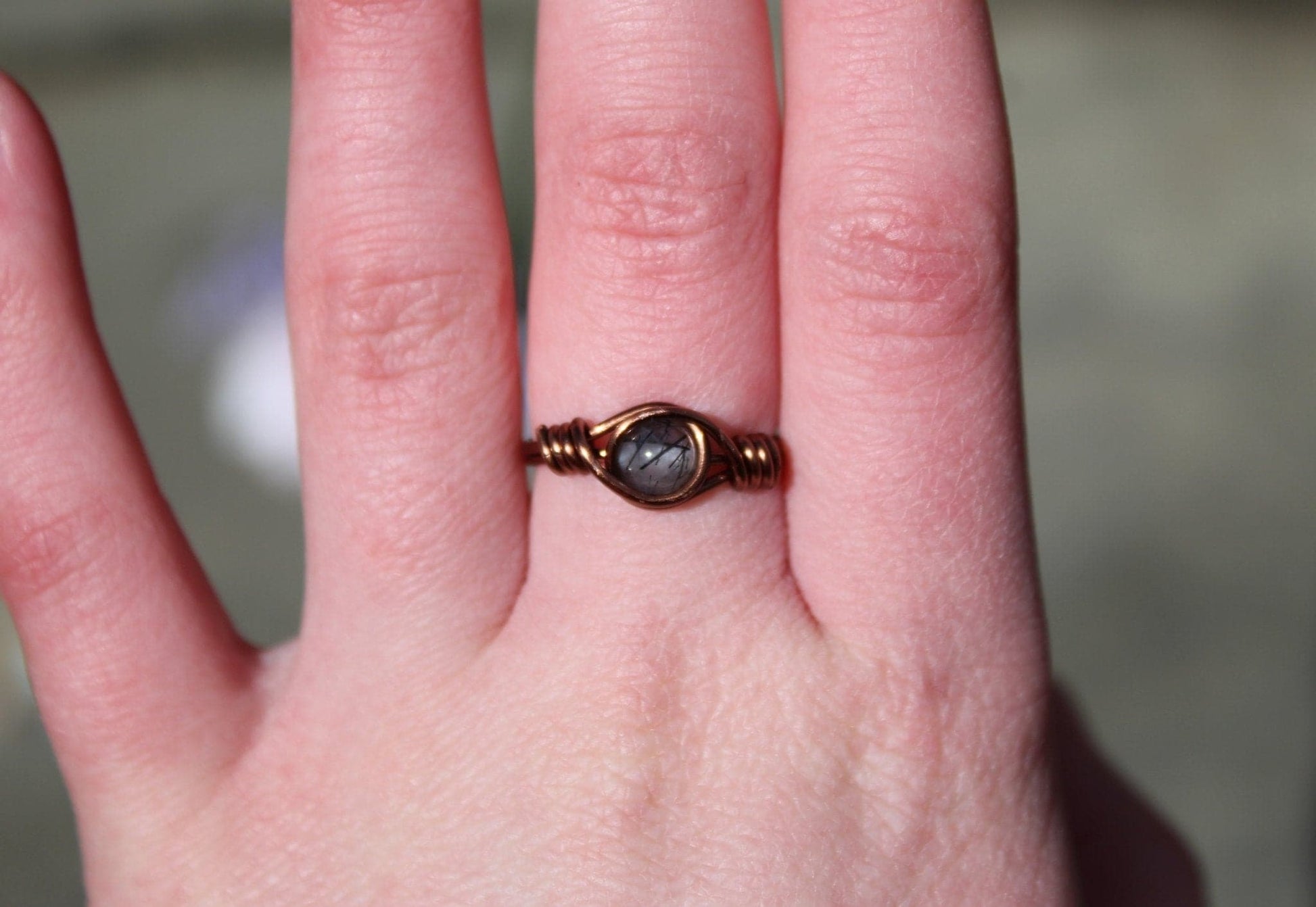 Tourmalinated Quartz Wire Wrapped Ring - Aspden & Co Limited Liability Company