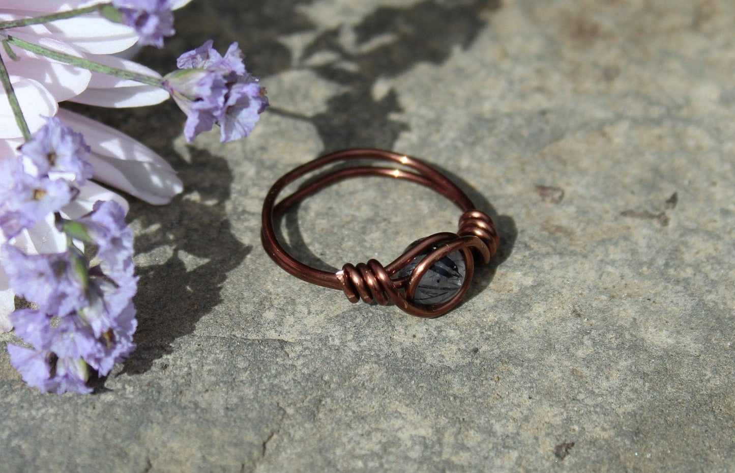 Tourmalinated Quartz Wire Wrapped Ring - Aspden & Co Limited Liability Company