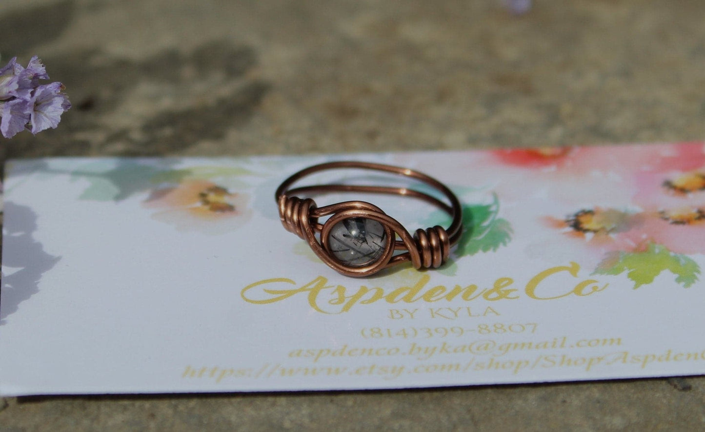 Tourmalinated Quartz Wire Wrapped Ring - Aspden & Co Limited Liability Company