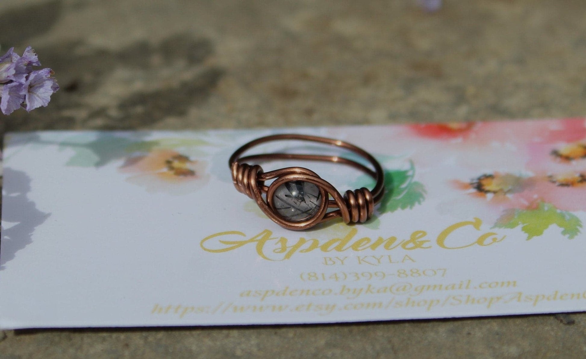 Tourmalinated Quartz Wire Wrapped Ring - Aspden & Co Limited Liability Company