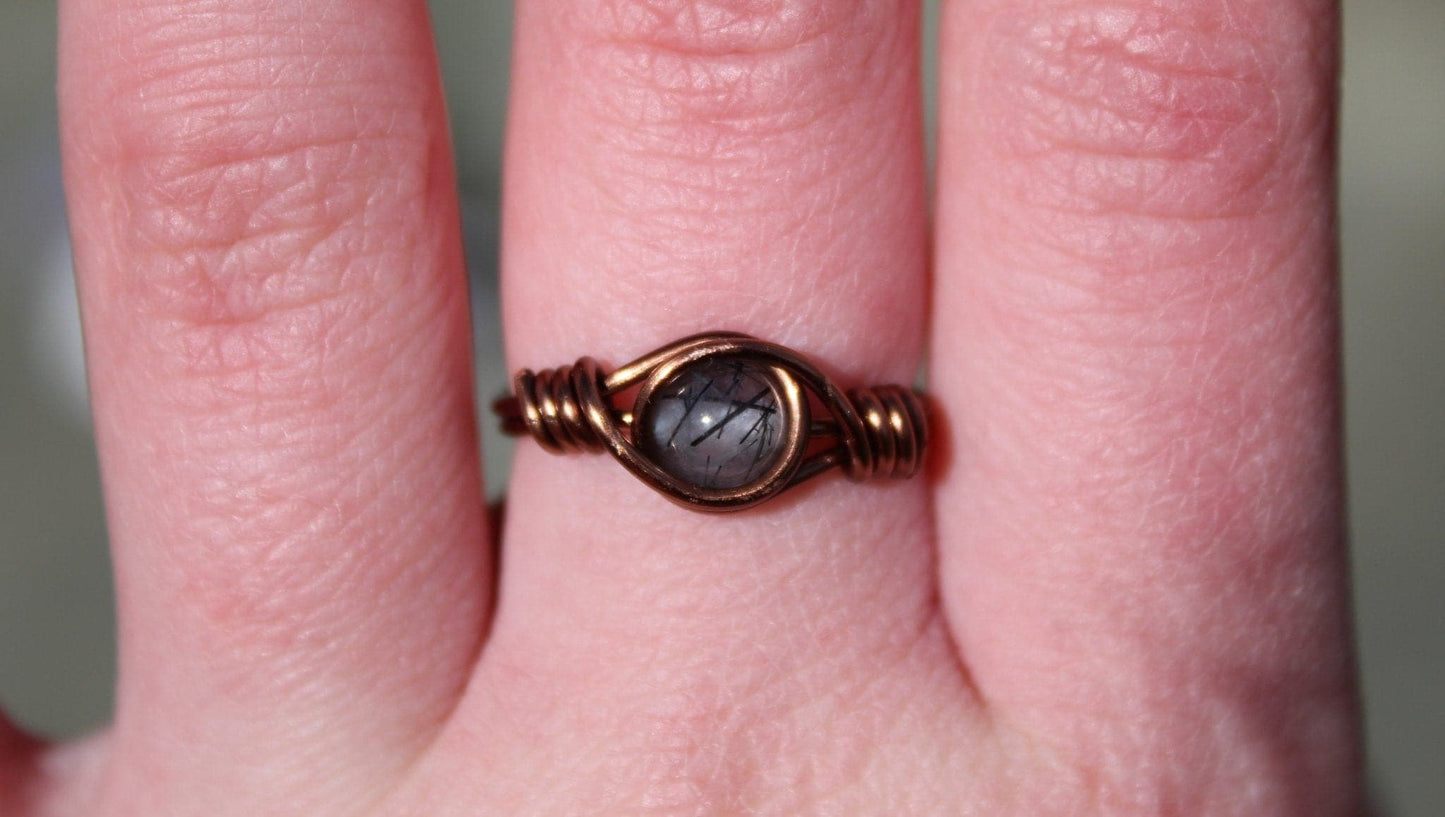 Tourmalinated Quartz Wire Wrapped Ring - Aspden & Co Limited Liability Company
