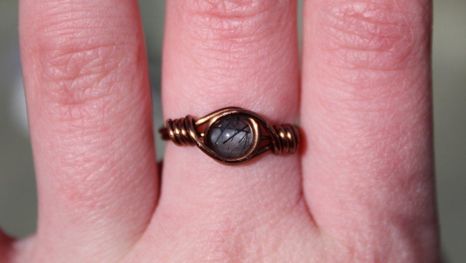 Tourmalinated Quartz Wire Wrapped Ring - Aspden & Co Limited Liability Company