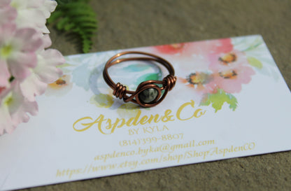 Green Forest Jasper Wire Wrapped Ring - Aspden & Co Limited Liability Company