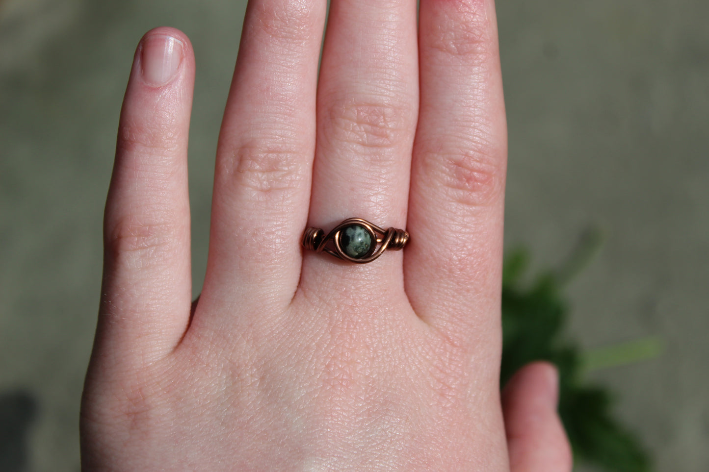 Green Forest Jasper Wire Wrapped Ring - Aspden & Co Limited Liability Company