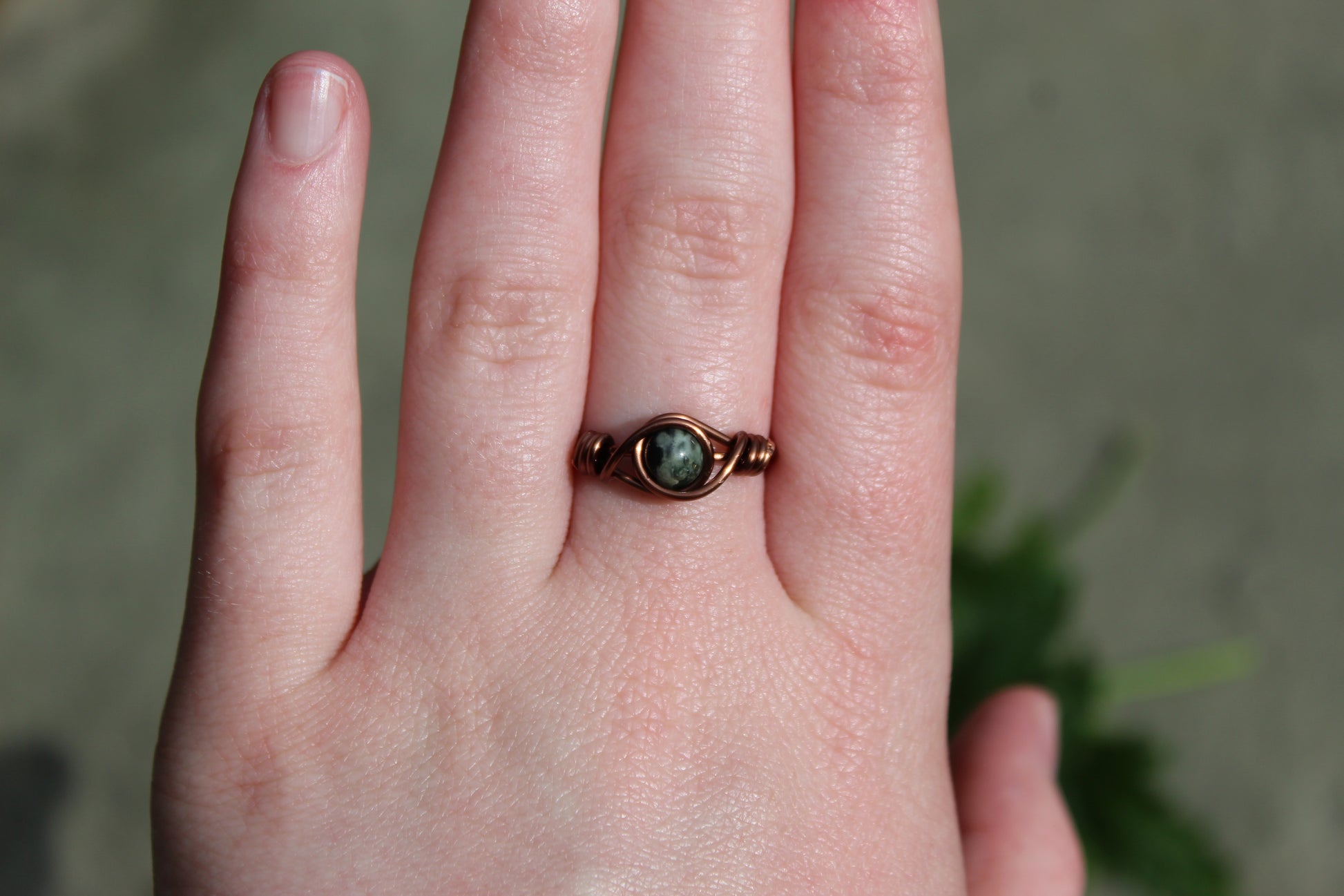 Green Forest Jasper Wire Wrapped Ring - Aspden & Co Limited Liability Company