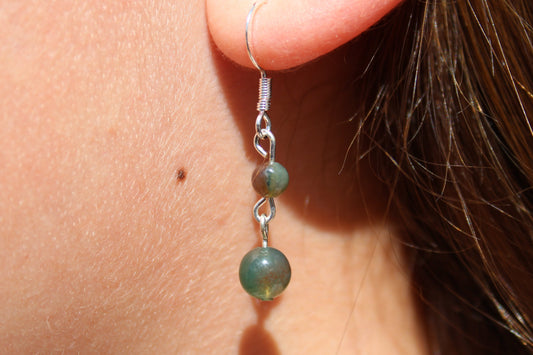 Silver Plated Indian Agate Drop Earrings