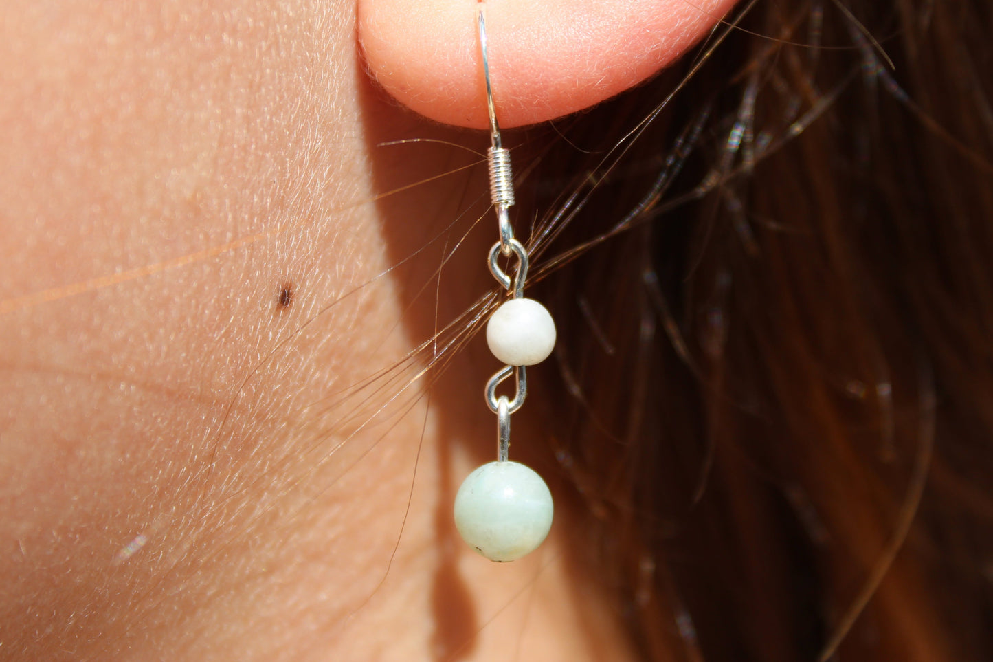 Silver Plated Amazonite Drop Earrings