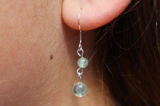 Silver Plated Fluorite Drop Earrings