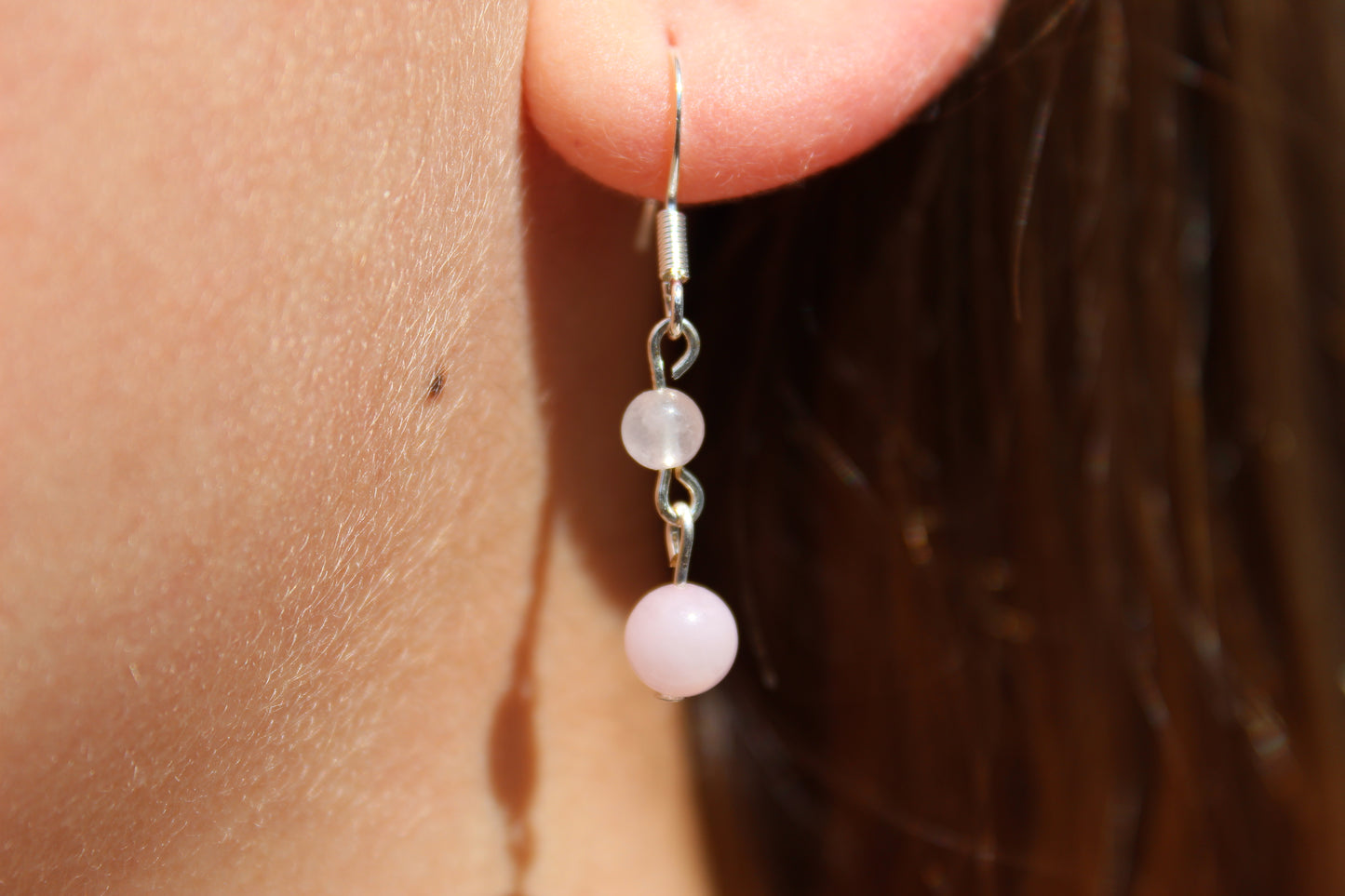 Silver Plated Rose Quartz Drop Earrings