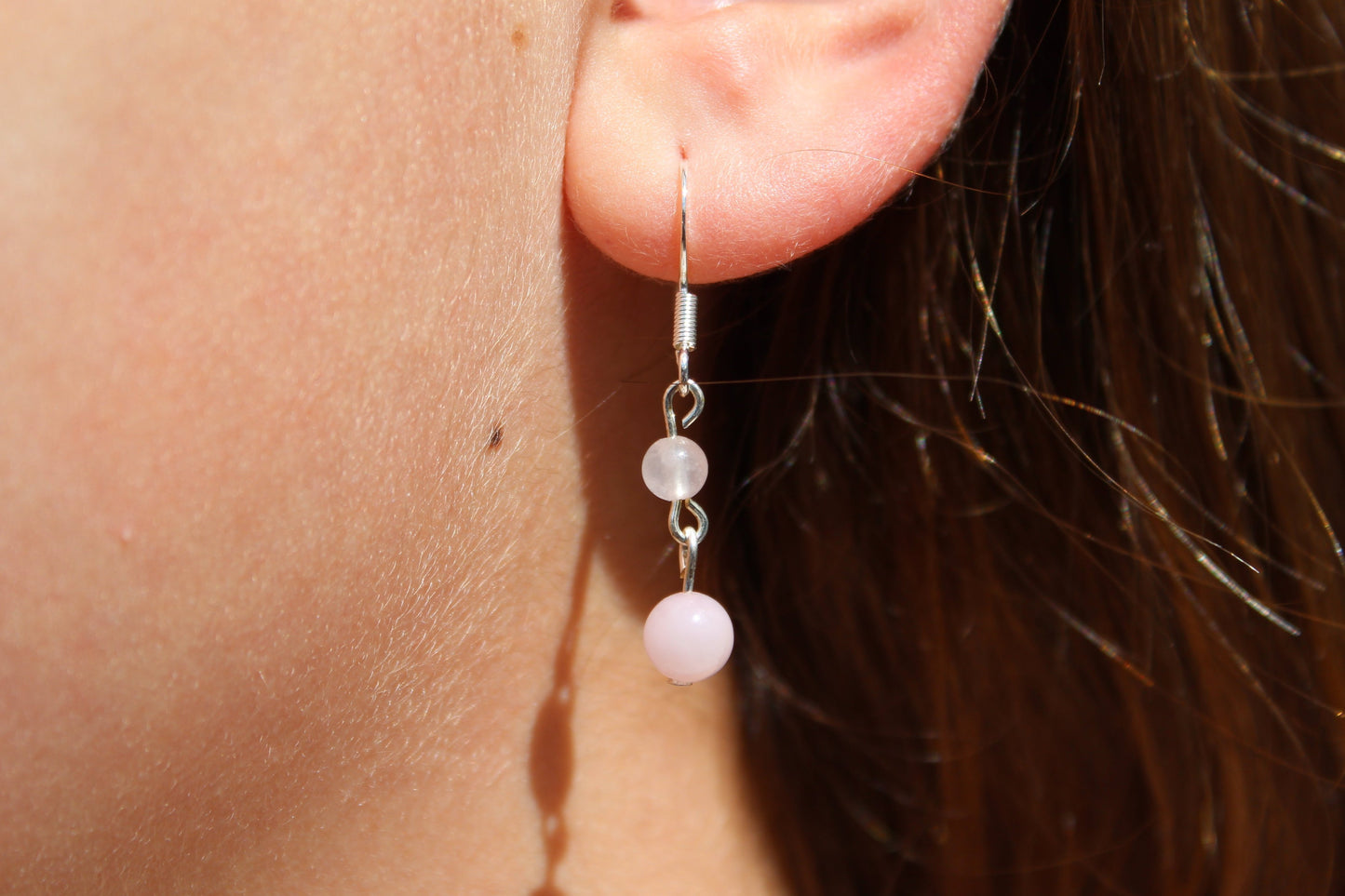 Silver Plated Rose Quartz Drop Earrings