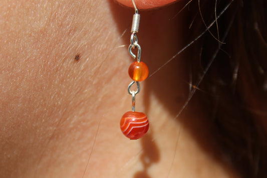 Silver Plated Carnelian Drop Earrings