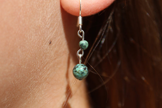 Silver Plated African Turquoise Drop Earrings