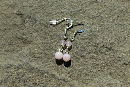 Silver Plated Rose Quartz Drop Earrings