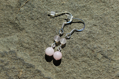 Silver Plated Rose Quartz Drop Earrings