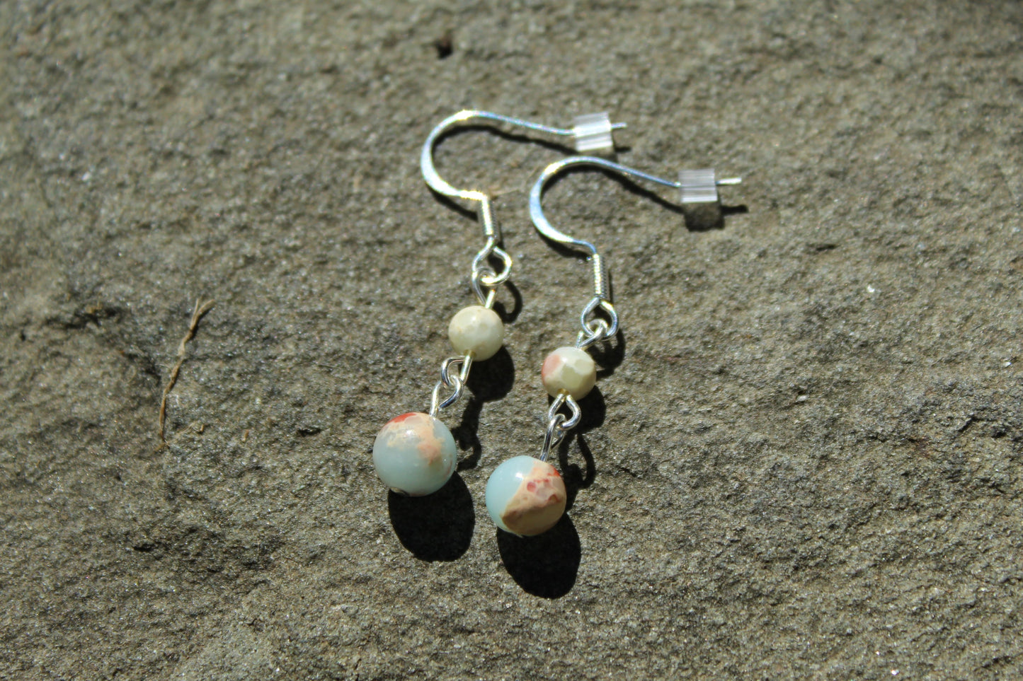 Silver Plated Impression Jasper Drop Earrings