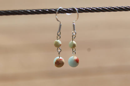 Silver Plated Impression Jasper Drop Earrings