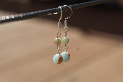 Silver Plated Impression Jasper Drop Earrings