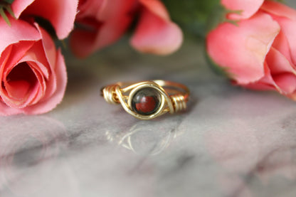 African Bloodstone Wire Wrapped Ring