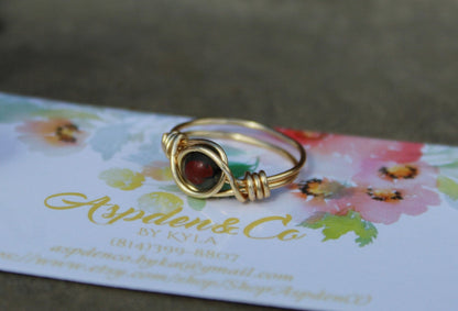 African Bloodstone Wire Wrapped Ring - Aspden & Co Limited Liability Company