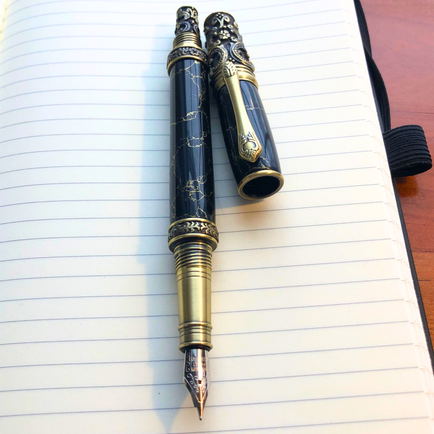 Handmade Black & Gold Marble Fountain Pen - Aspden & Co Limited Liability Company