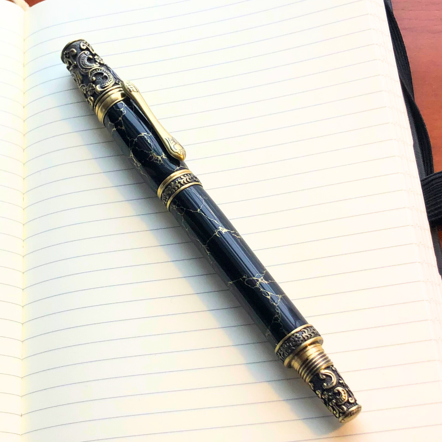 Handmade Black & Gold Marble Fountain Pen - Aspden & Co Limited Liability Company