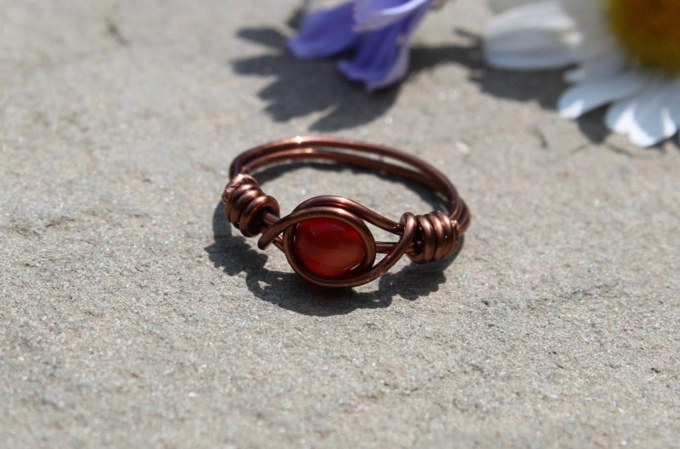 Carnelian Wire Wrapped Ring - Aspden & Co Limited Liability Company