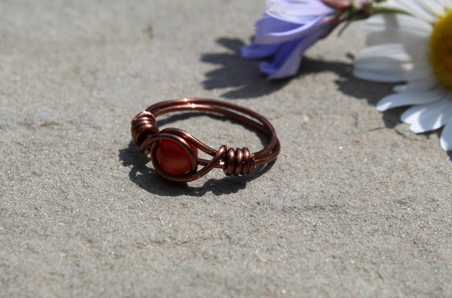 Carnelian Wire Wrapped Ring - Aspden & Co Limited Liability Company