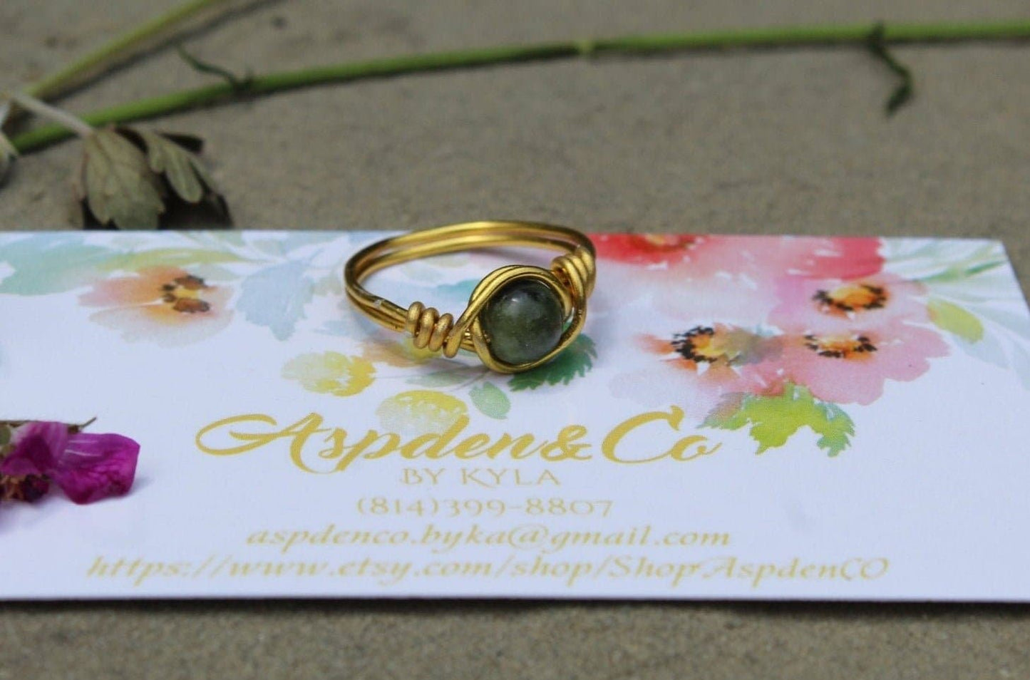 Green Jade Wire Wrapped Ring - Aspden & Co Limited Liability Company