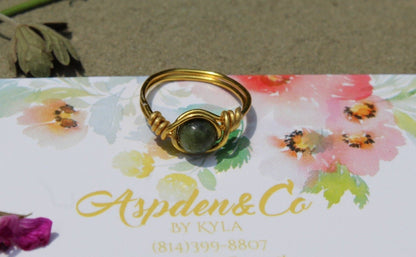 Green Jade Wire Wrapped Ring - Aspden & Co Limited Liability Company
