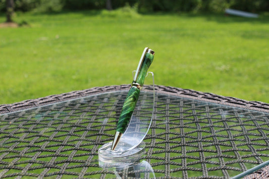 Handmade Green Elder Wood Ballpoint Pen - Aspden & Co Limited Liability Company