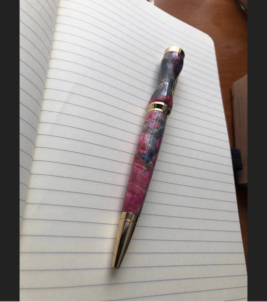 Handmade Pink & Blue Swirl Wooden Ballpoint Pen - Aspden & Co Limited Liability Company