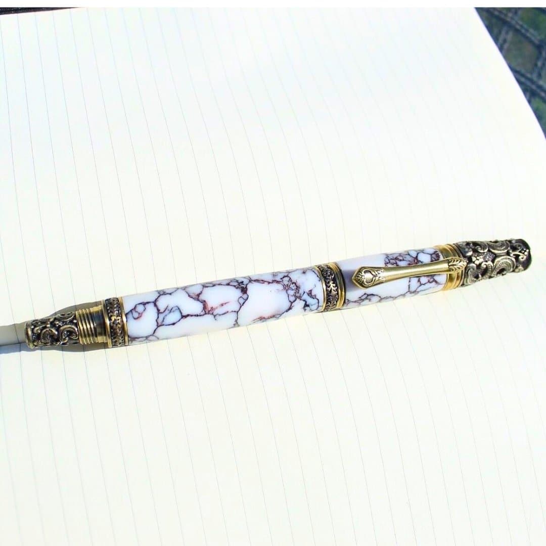 Handmade White Jasper Fountain Pen - Aspden & Co Limited Liability Company