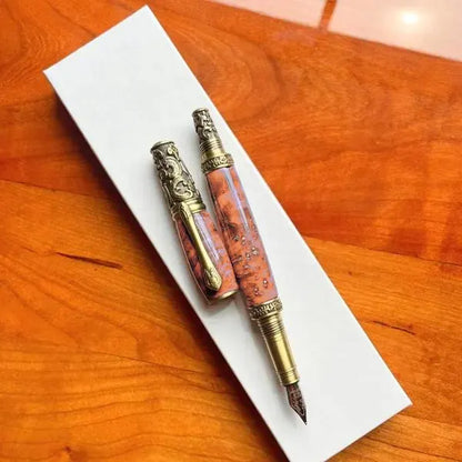 Handmade Orange Elder Wood Fountain Pen - Aspden & Co Limited Liability Company