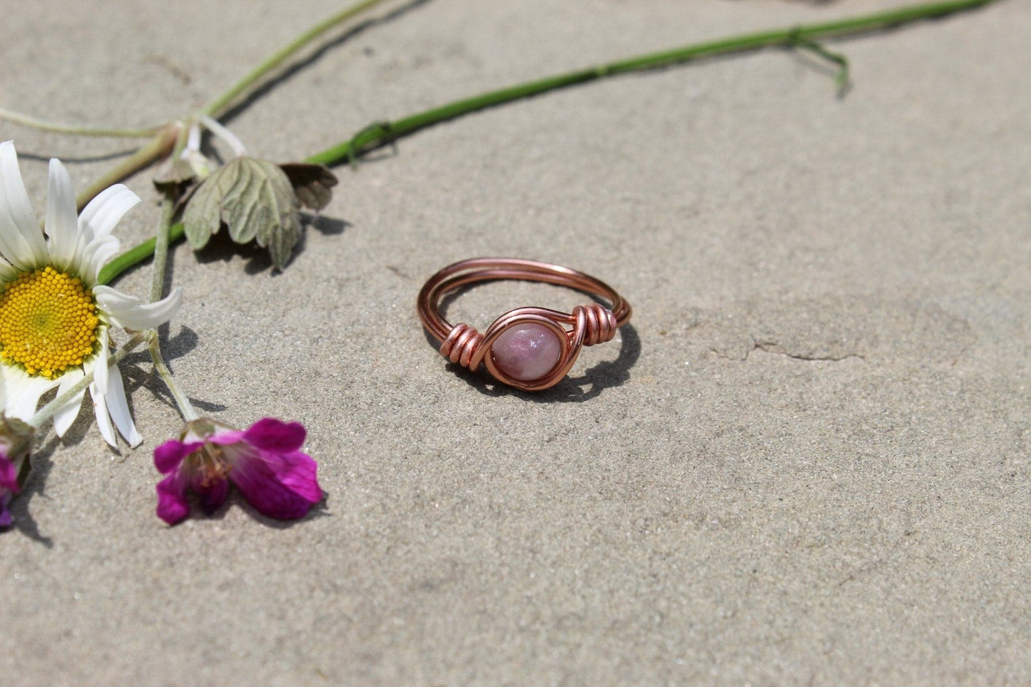 Lilac Lepidolite Wire Wrapped Ring - Aspden & Co Limited Liability Company