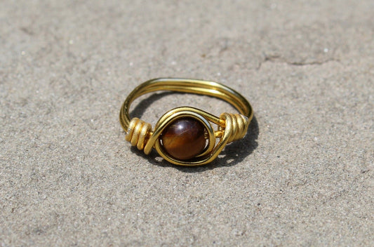 Tiger's Eye Wire Wrapped Ring - Aspden & Co Limited Liability Company